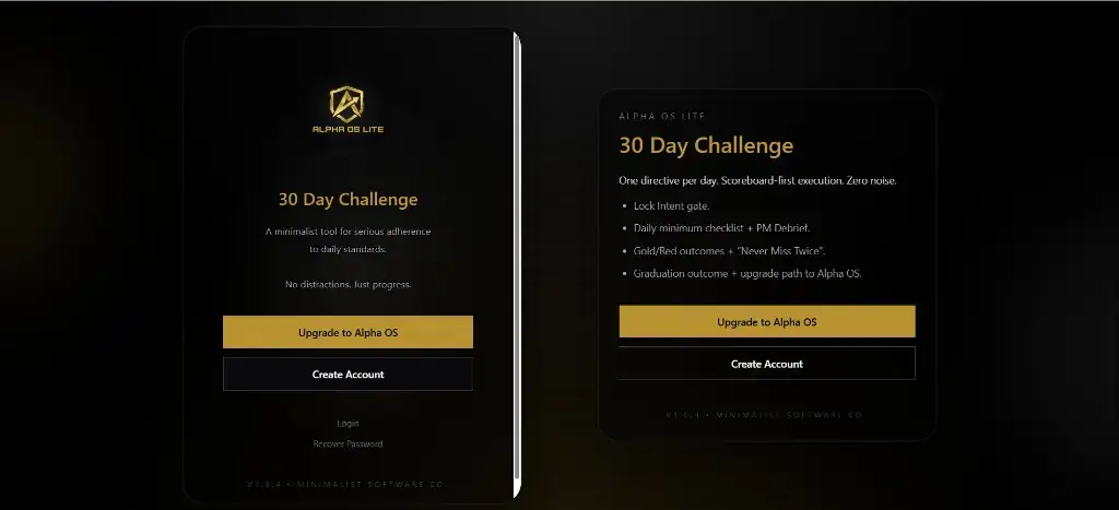 Alpha OS Lite 30 Day Challenge Next.js SaaS app