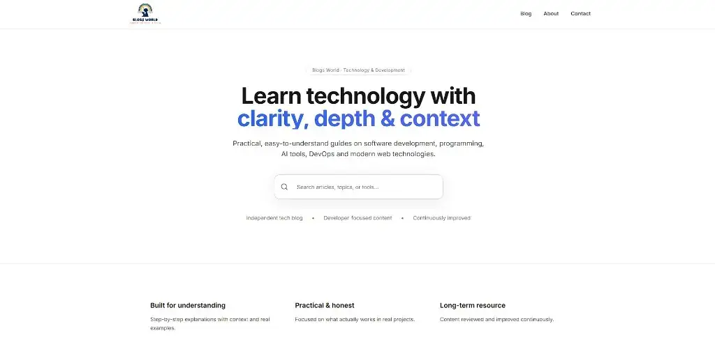 Blogs World — technology blog by Ankit Khoiwal