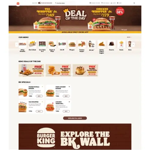 Burger King India website project