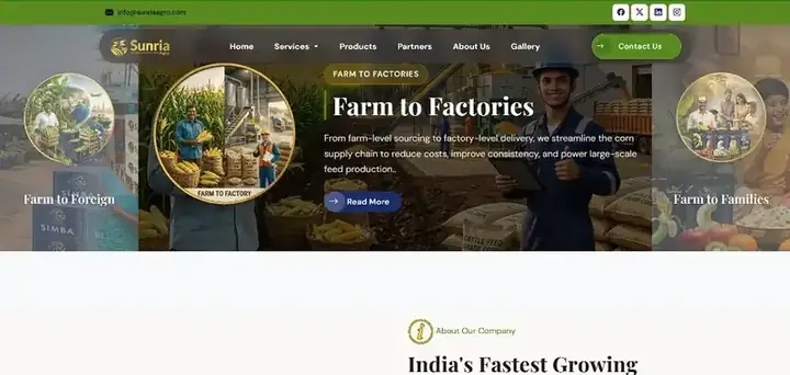 Sunria Agro farm-to-factory Laravel business platform